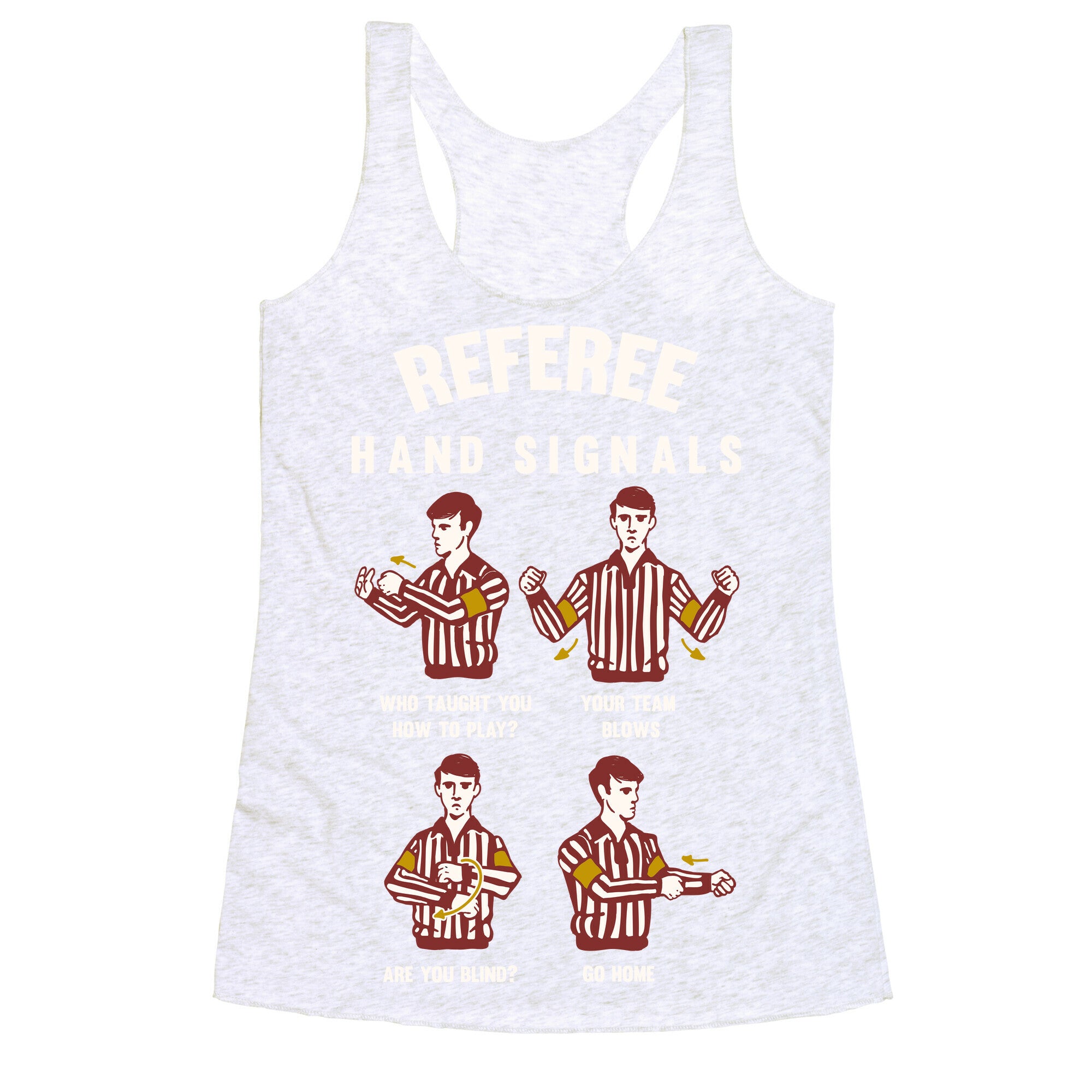 Funny Referee Hand Signals Racerback Tank
